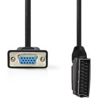 Câble SCART Mâle VGA Femelle 15p Plaqué nickel 480p 2.00 m Rond PVC Noir