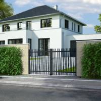 Portail battant ELISA alu gris anthracite structuré - Gedimat - GARDEN GATE