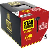 Vis penture STARBLOCK tête large acier zingué noir 7 x 40 mm - Gedimat