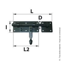 Verrou d'écurie porte cadenas et gâche noir Ø18 mm - 230 mm - Gedimat - AFBAT