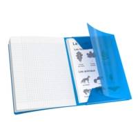 Cahier à rabat agrafé 24x32cm 96P 90G grands carreaux polypro rouge