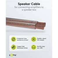 Câble de Haut-parleur transparent Rouleau de 10 m, section de 2 x 2,5 mm², CCA