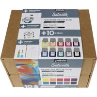 Coffret Collection - Kit Peinture sur soie Setasilk 10 Flacons Pipette 45 ml Assortis - PÉBÉO