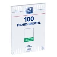 Sachet de 100 fiches bristol non perforées 21x29,7 cm uni blanc