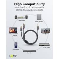 Câble Audio Jack 3.5mm 2 Rca Mâles Gold Nylon Tressé 5m