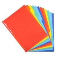 Intercalaires carte 220g 12 positions - A4 - Couleurs assorties