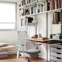 Fauteuil SAYL Herman MILLER dossier blanc tissu PHOENIX au choix avec accoudoirs