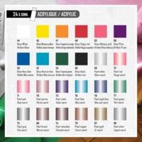 Set 24 flacons acrylique multisurfaces 59ml brillant couleurs assorties + accessoires - PÉBÉO
