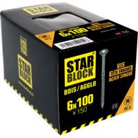 Vis agglo/bois STARBLOCK acier zingué empreinte Pozidriv 6 x 100 mm - Gedimat - NORAIL