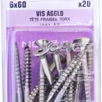 Vis agglo tête fraisée empreinte Torx inox A2 6 x 60 mm - Gedimat - NORAIL