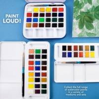 Aquafine - Set de voyage peinture aquarelle - 24 demi-godets, 1 pinceau et 1 palette - DALER ROWNEY