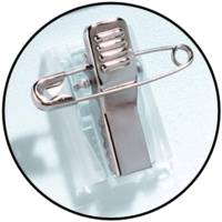Boite de 25 badges combi Epingle et pince Clickfold 5,4X9 cm