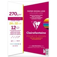 Pochette 12 Feuilles Dessin couleurs lisses 24x32 12F 270g Assorti Couleur vive - CLAIREFONTAINE