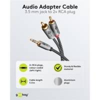 Câble Audio Jack 3.5mm 2 Rca Mâles Gold Nylon Tressé 5m