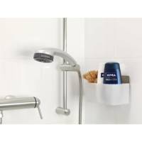 Powerstrips Panier Amovible Porte Accessoires Salle de Bain Argent / blanc