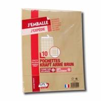 Paquet de 10 pochettes kraft armé brun 24 260x330 130 g/m² bande de protection - GPV