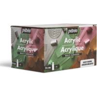 Set 24 flacons acrylique multisurfaces 59ml brillant couleurs assorties + accessoires - PÉBÉO