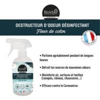 Spray 500 ml Destructeur d'odeurs Désinfectant Fleur de coton