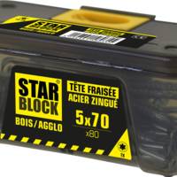 Vis agglo/bois STARBLOCK acier zingué tête fraisée empreinte Torx 5 x 70 mm - Gedimat