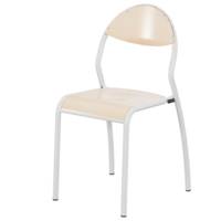 Chaise ROND'O 4 pieds assise et dossier bois Blueprotech® piètement époxy - T6 - Jaune RAL 1003 - Mobidecor