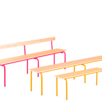 Banc Cyrano 240 cm - Banc scolaire Taille 4 à 7 - Coloris piètement variable