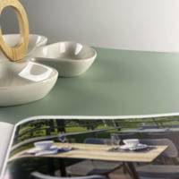 Table pliable Tambu 160x80cm vert celadon chants bois - intérieur - RestooTab