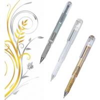 Pochette de 3 Rollers encre gel métallique, Hybrid Gel Grip DX K230 :  Or, Argent,  Blanc