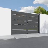 Portail battant LILOU alu gris anthracite structuré - Gedimat - GARDEN GATE