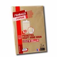 Paquet de 10 pochettes kraft armé brun C5 162x229 130 g/m² bande de protection - GPV
