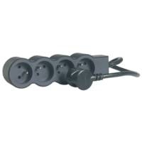 Rallonge multiprise extra plate 5 prises noir 1,5m - Gedimat - LEGRAND