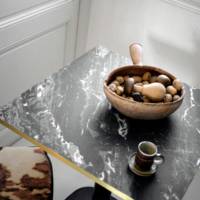 Plateau de table carré Marbre Royal & laiton - RestooTab