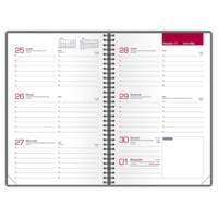 Agenda Civil spiralé Semainier 10x15cm Gris élastique rouge