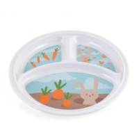 Assiette ronde en mélamine à 3 compartiments décorée ou couleur