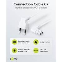 Cordon Electrique coudé Type C CEE Euro 7/16 - IEC 60320 C7, 3 m, Blanc