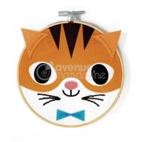 Kit broderie enfant Pix Gallery - Tambourin rond 13 cm Chat - Orange - AVENUE MANDARINE