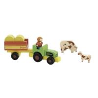 Fermier avec Tracteur et Remorque en Bois - JEUJURA