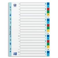 Jeu d'intercalaires A4 polypropylène alphabetique coloré 20 touches