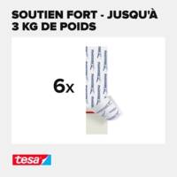 Pack 6 Powerstrips Languette Adhésive 3Kg pour Carrelage et Métal