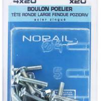 Boulon poêlier tête ronde large fendue Pozidriv acier zingué - Gedimat - NORAIL