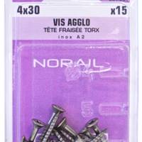 Vis agglo tête fraisée empreinte Torx inox A2 4 x 30 mm - Gedimat - NORAIL