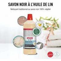 Flacon 1 Litre Savon noir à l'huile de lin - Dégraisse, nourrit et brille