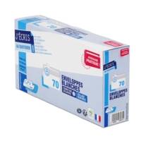 Boîte de 70 enveloppes blanches DL 110x220 80 g  bande de protection