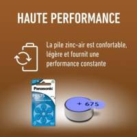 Pack 6 Piles PR675 Zinc Air pour appareils auditifs (PR44)