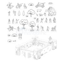 Coloriage 3D, Château de chevaliers - Jaune