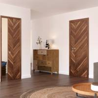 Bloc-porte pleine SUMBA plaqué bois noyer Hui.72 à 100 mm - 204 x 73 cm - gauche poussant - Gedimat