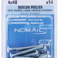 Boulon poêlier tête ronde large fendue Pozidriv acier zingué - Gedimat - NORAIL