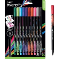 Etui de 10 Feutres Fineliner Intensity Pte Fine Bagué Assortis - Bic