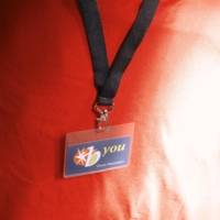 Badge 90x60mm avec lacet textile Noir Lot de 5