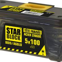 Vis agglo/bois STARBLOCK acier zingué tête fraisée empreinte Torx 5 x 100 mm - Gedimat