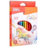 Boîte carton 12 Feutres ColoRun encre lavable pointe 2.0mm 12 couleurs - DELI